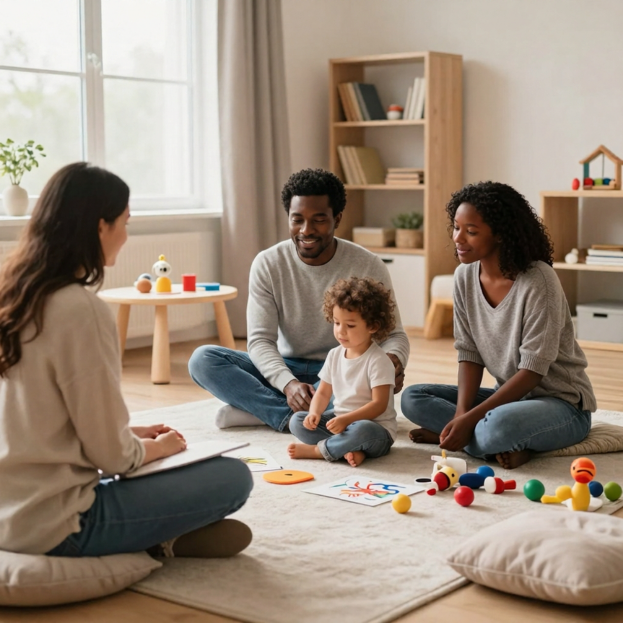 A foster or adoptive family embracing together outdoors, reflecting the connection individual parent coaching helps build.